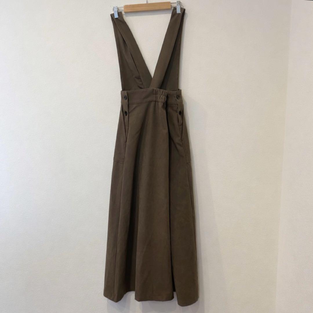 ドレスキップ サロペットワンピース　Vネック　茶　ブラウン　Mサイズ　ロング丈 5