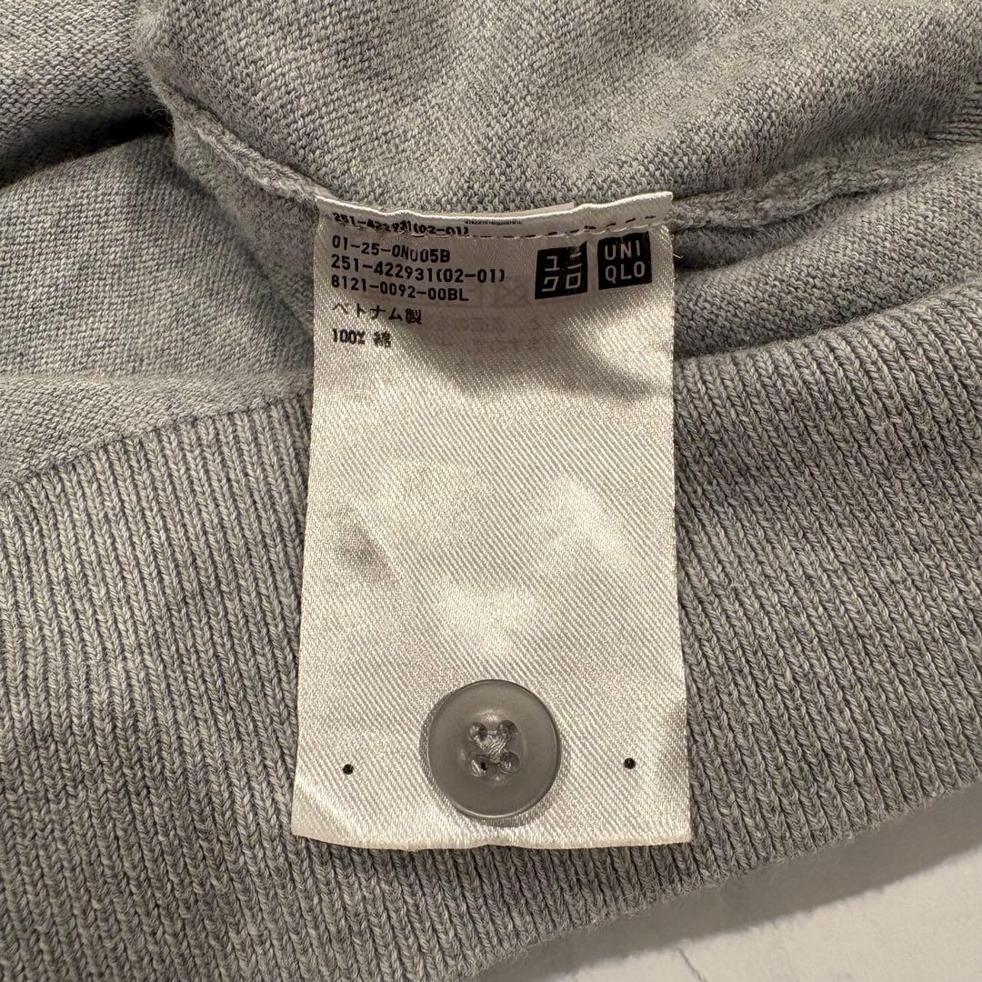 ユニクロ カーディガン Vネック シンプル 灰色　グレー M 無地　レディース 8