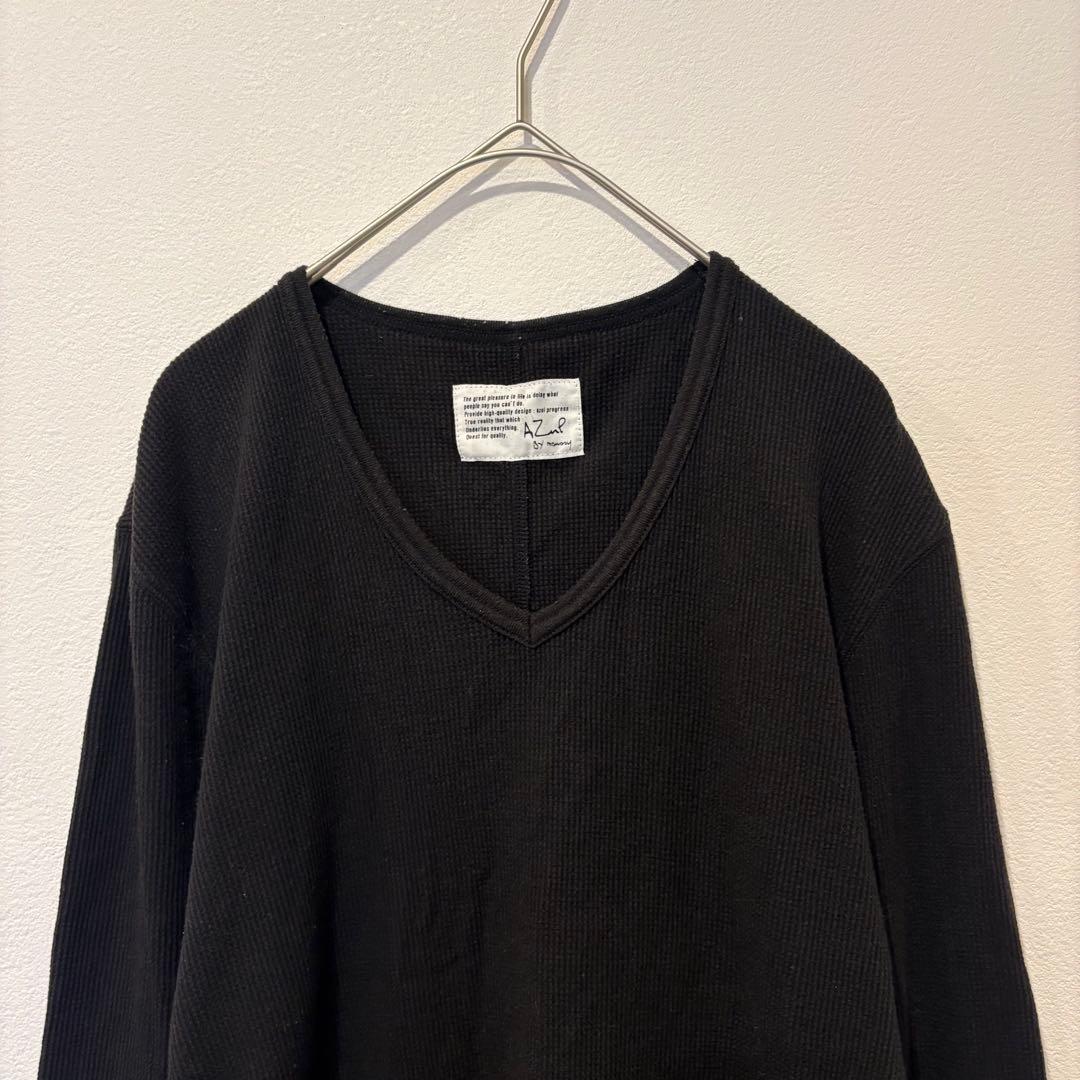 AZUL by moussy 長袖カットソー ワッフル 黒 ブラック　S ドクロ 2
