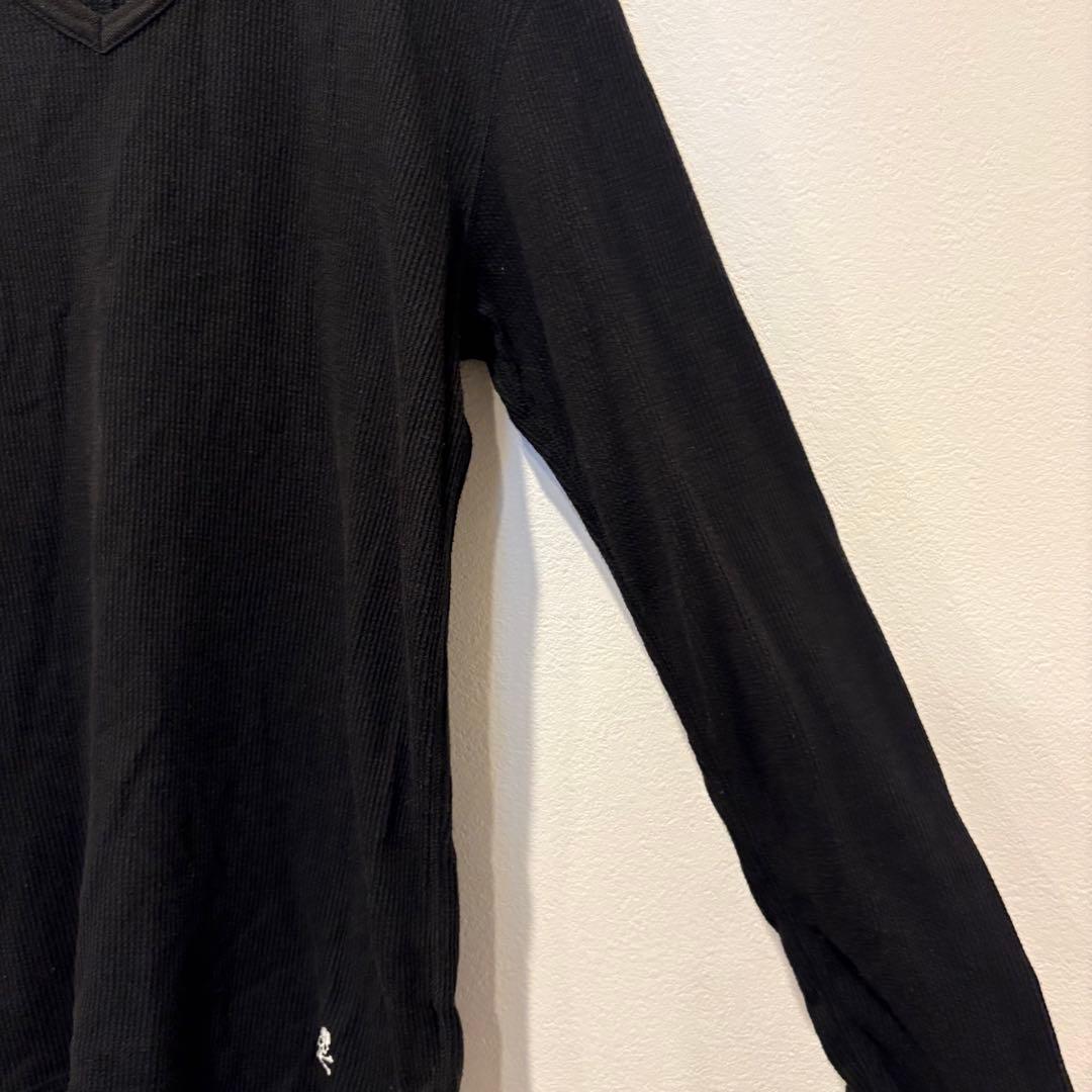 AZUL by moussy 長袖カットソー ワッフル 黒 ブラック　S ドクロ 5