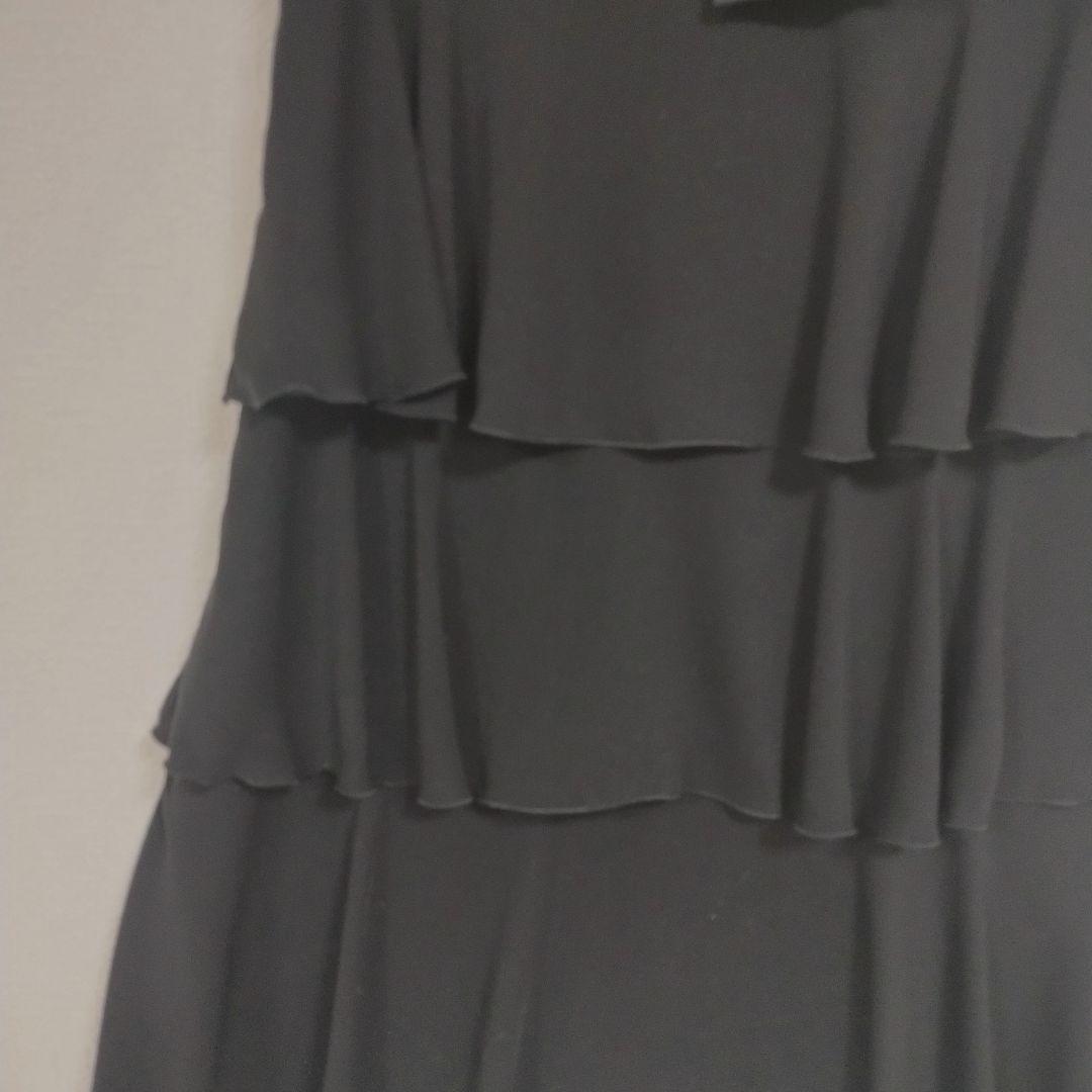 barbie バービー リボン付きブラックキャミ 3段フリルドレス S ボタン 3