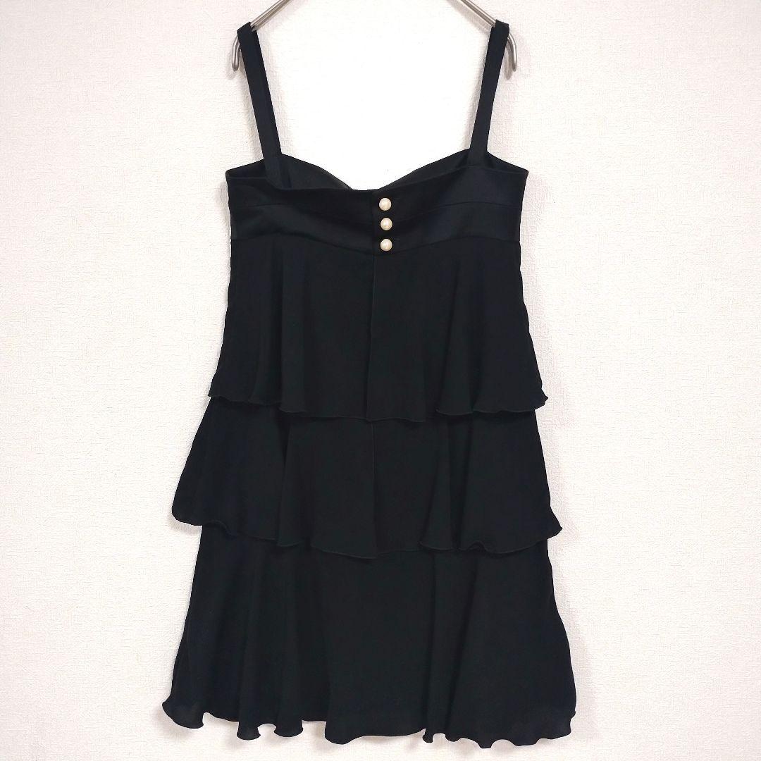 barbie バービー リボン付きブラックキャミ 3段フリルドレス S ボタン 6