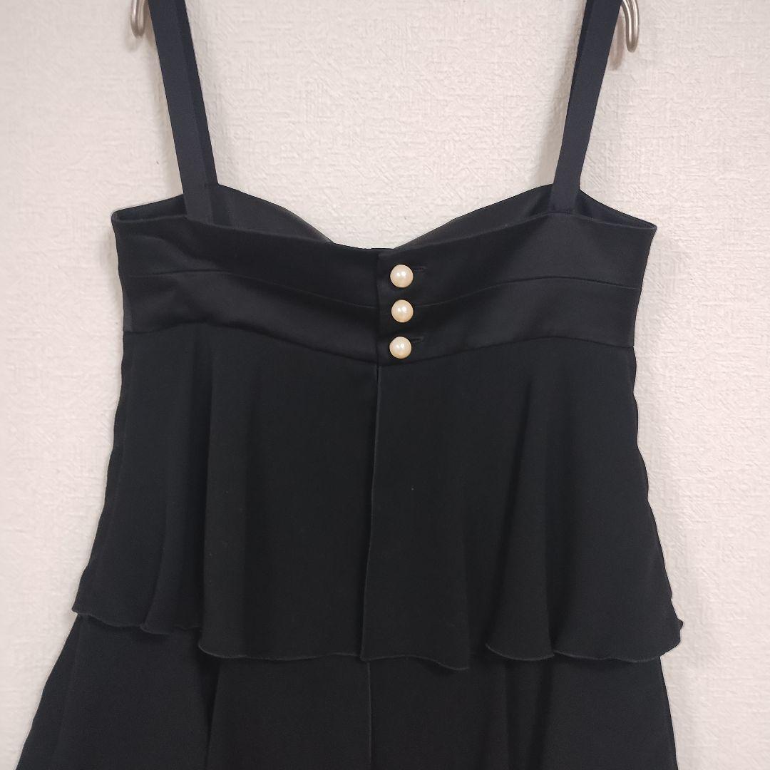 barbie バービー リボン付きブラックキャミ 3段フリルドレス S ボタン 7