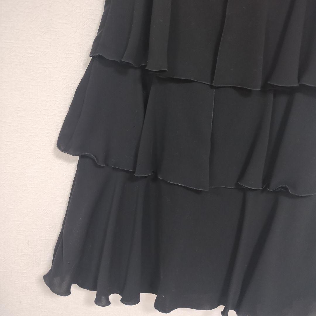 barbie バービー リボン付きブラックキャミ 3段フリルドレス S ボタン 8