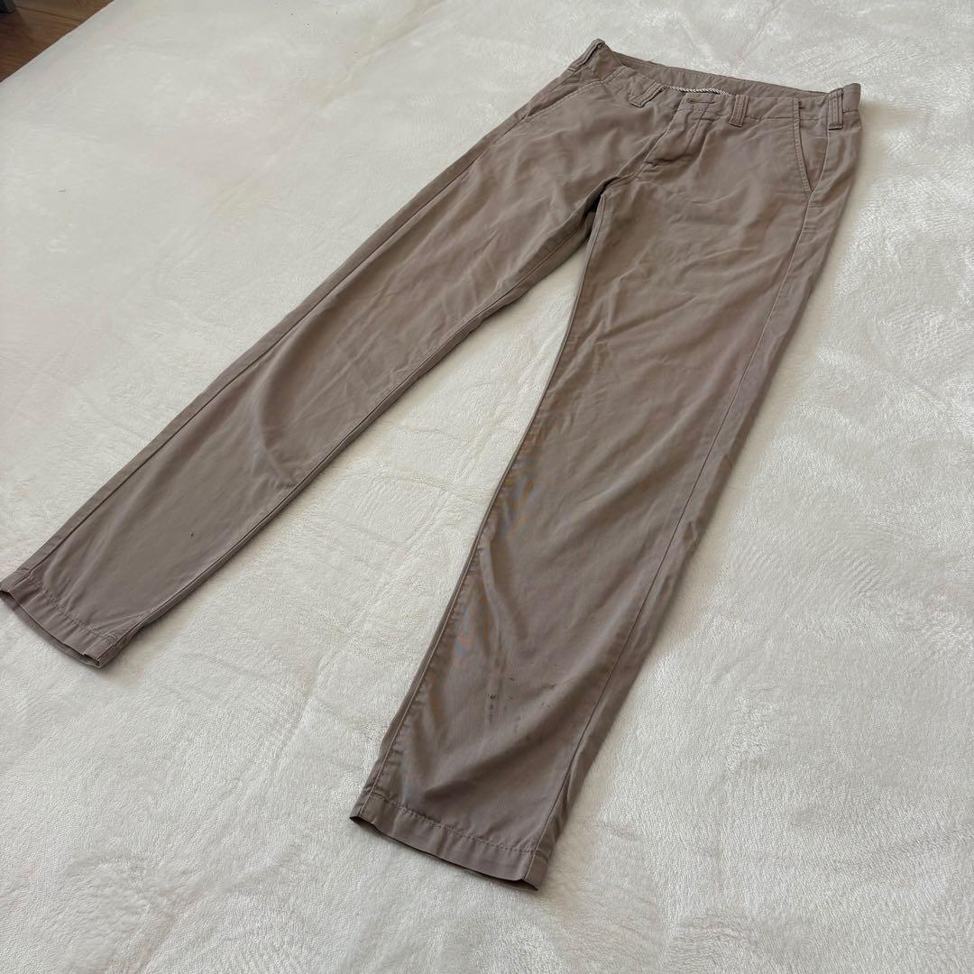 .ユニクロ　チノパン テーパードパンツ　ベージュ 綿100% M 無地　シンプル 7