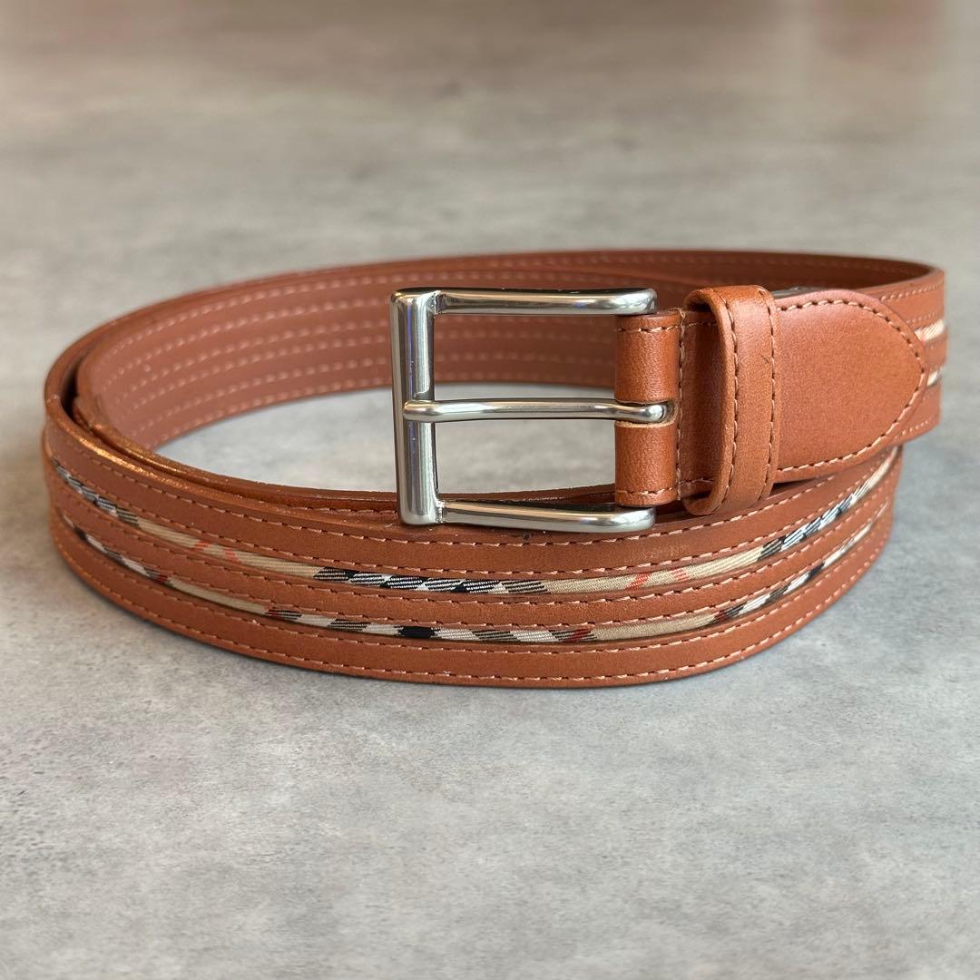 BURBERRY ノバチェック　レザーベルト　ブラウン 2
