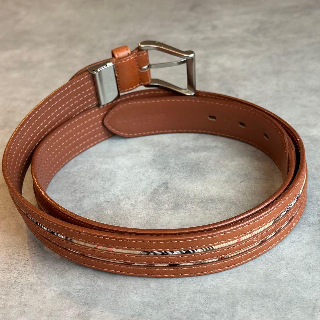 BURBERRY ノバチェック　レザーベルト　ブラウン 3