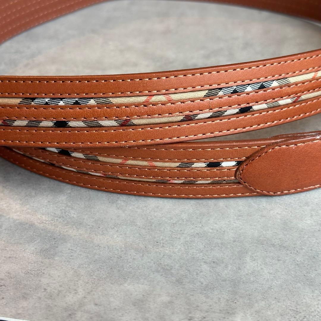 BURBERRY ノバチェック　レザーベルト　ブラウン 4