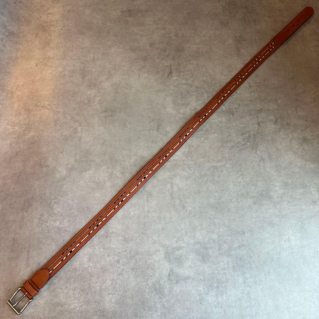 BURBERRY ノバチェック　レザーベルト　ブラウン 5