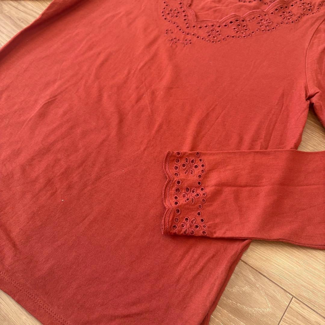 .ダブルクローゼット 長袖カットソー　ブラウス 赤 オレンジ　刺繍　無地 5