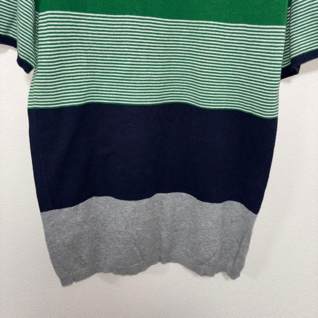 HARE ボーダー TシャツサマーニットSグリーンネイビーd660 13