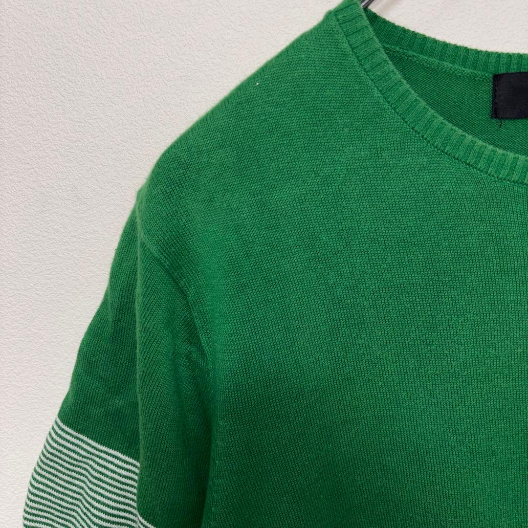 HARE ボーダー TシャツサマーニットSグリーンネイビーd660 4