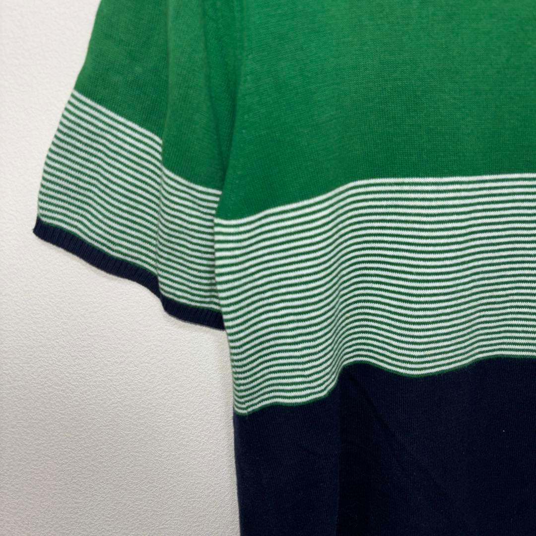 HARE ボーダー TシャツサマーニットSグリーンネイビーd660 5