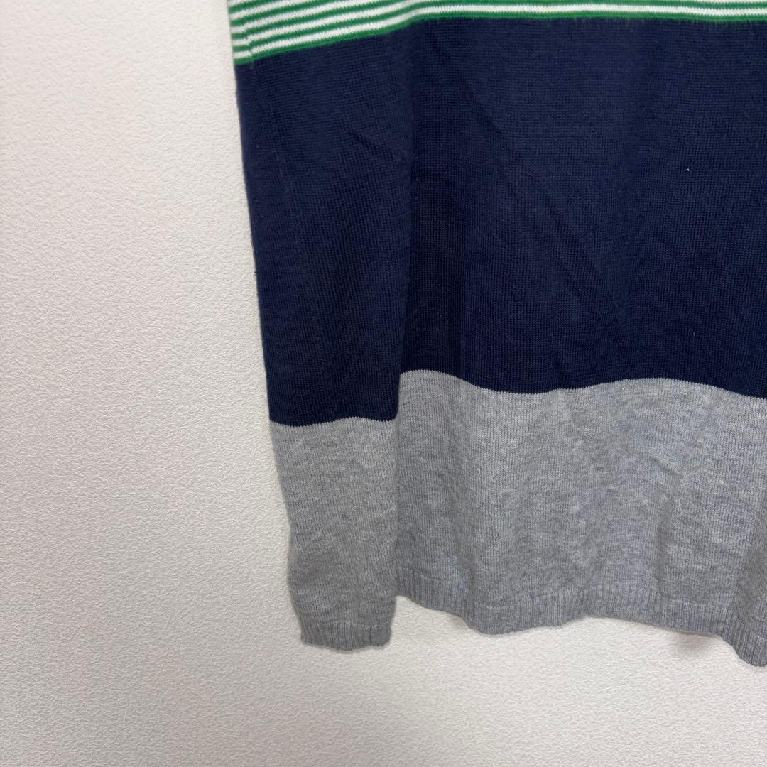 HARE ボーダー TシャツサマーニットSグリーンネイビーd660 6