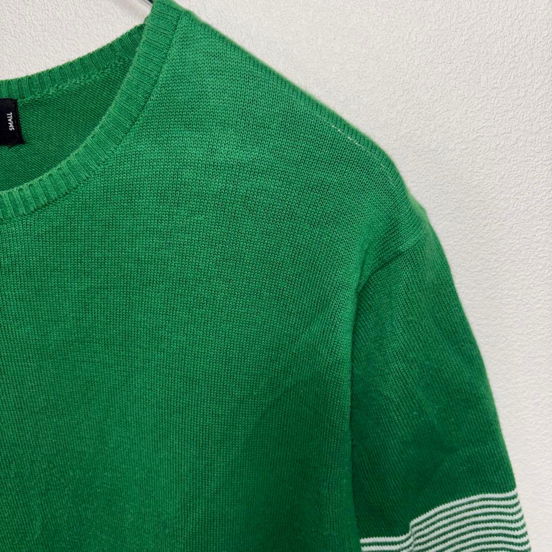 HARE ボーダー TシャツサマーニットSグリーンネイビーd660 7