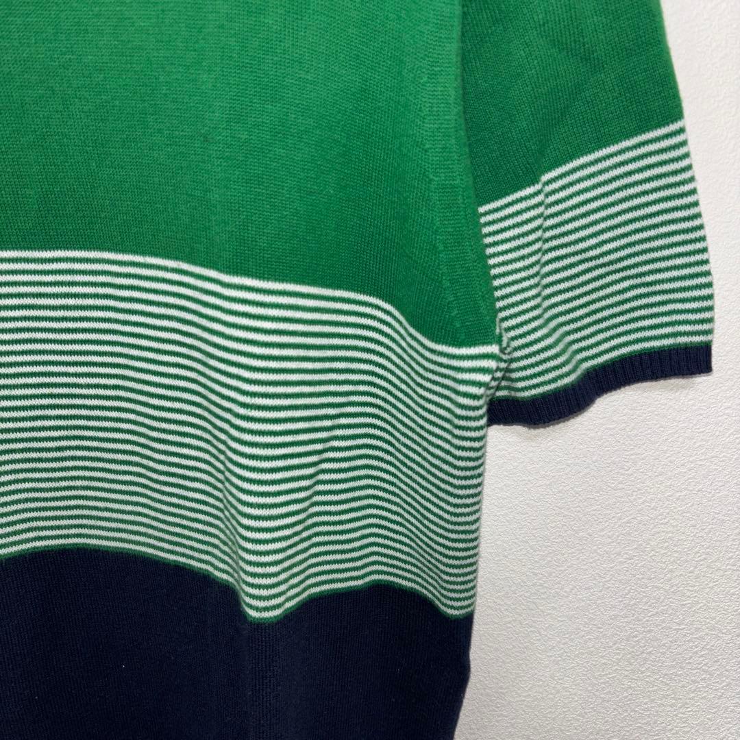 HARE ボーダー TシャツサマーニットSグリーンネイビーd660 8