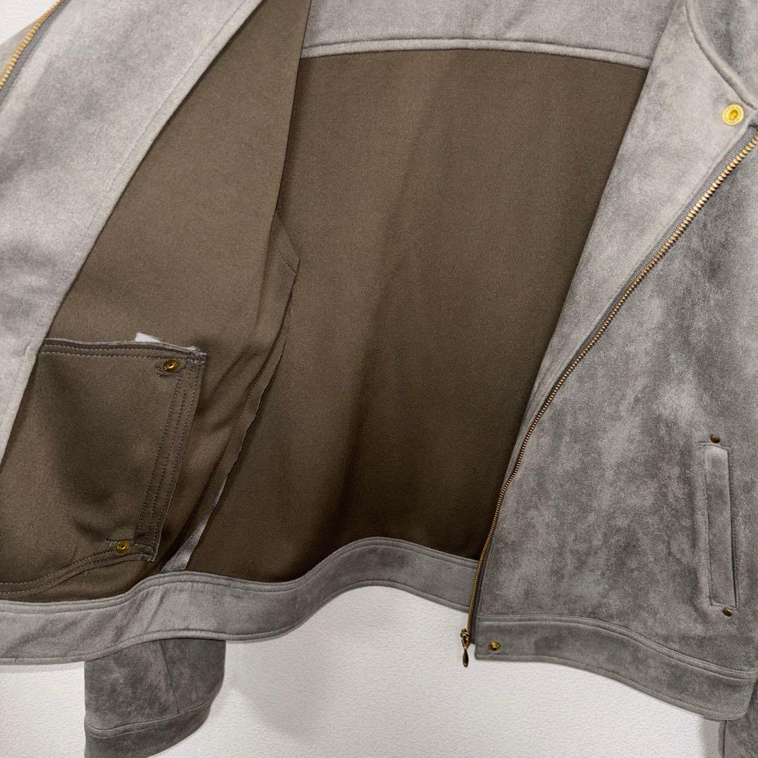 grove ノーカラージャケット M グレー スウェード調d686 12