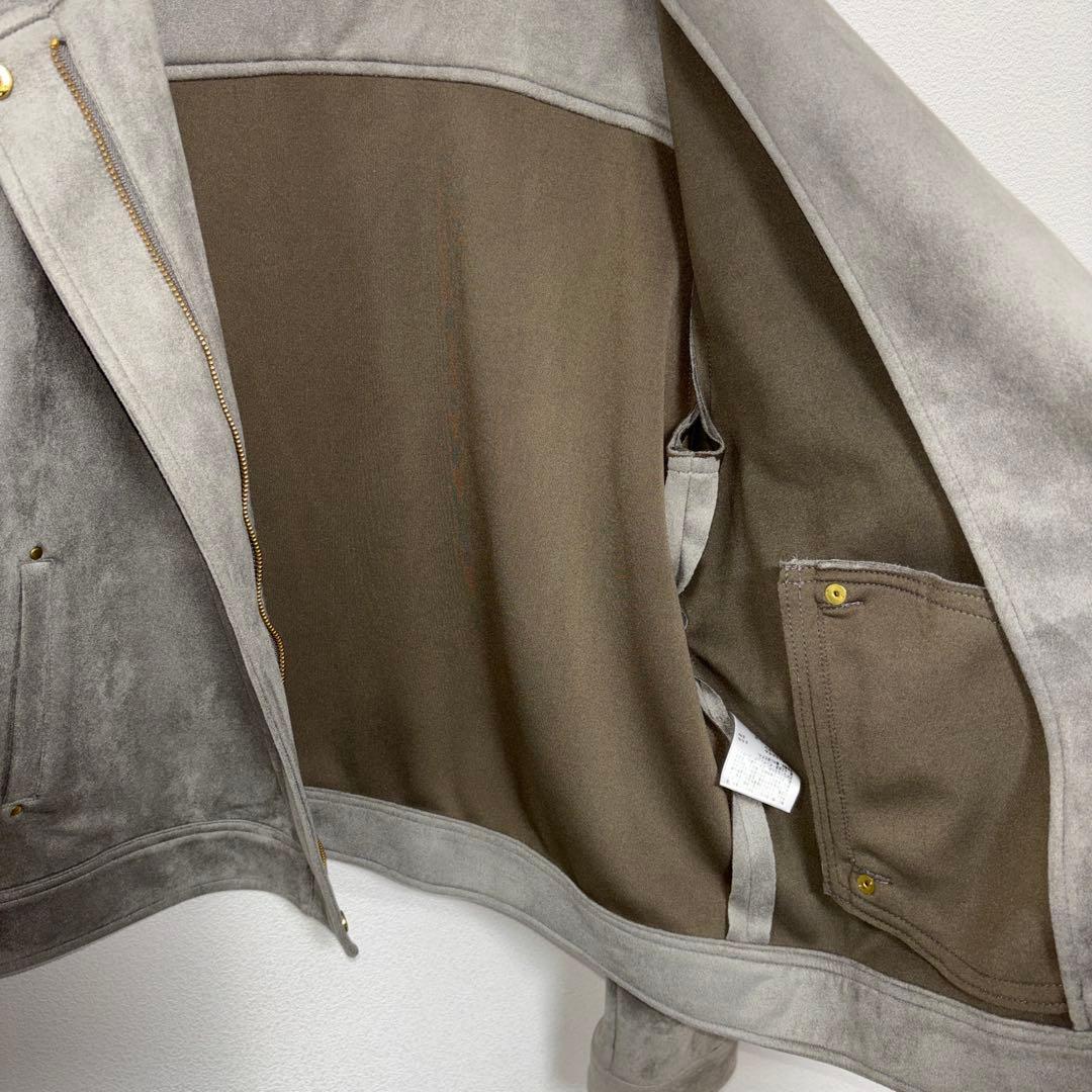grove ノーカラージャケット M グレー スウェード調d686 13