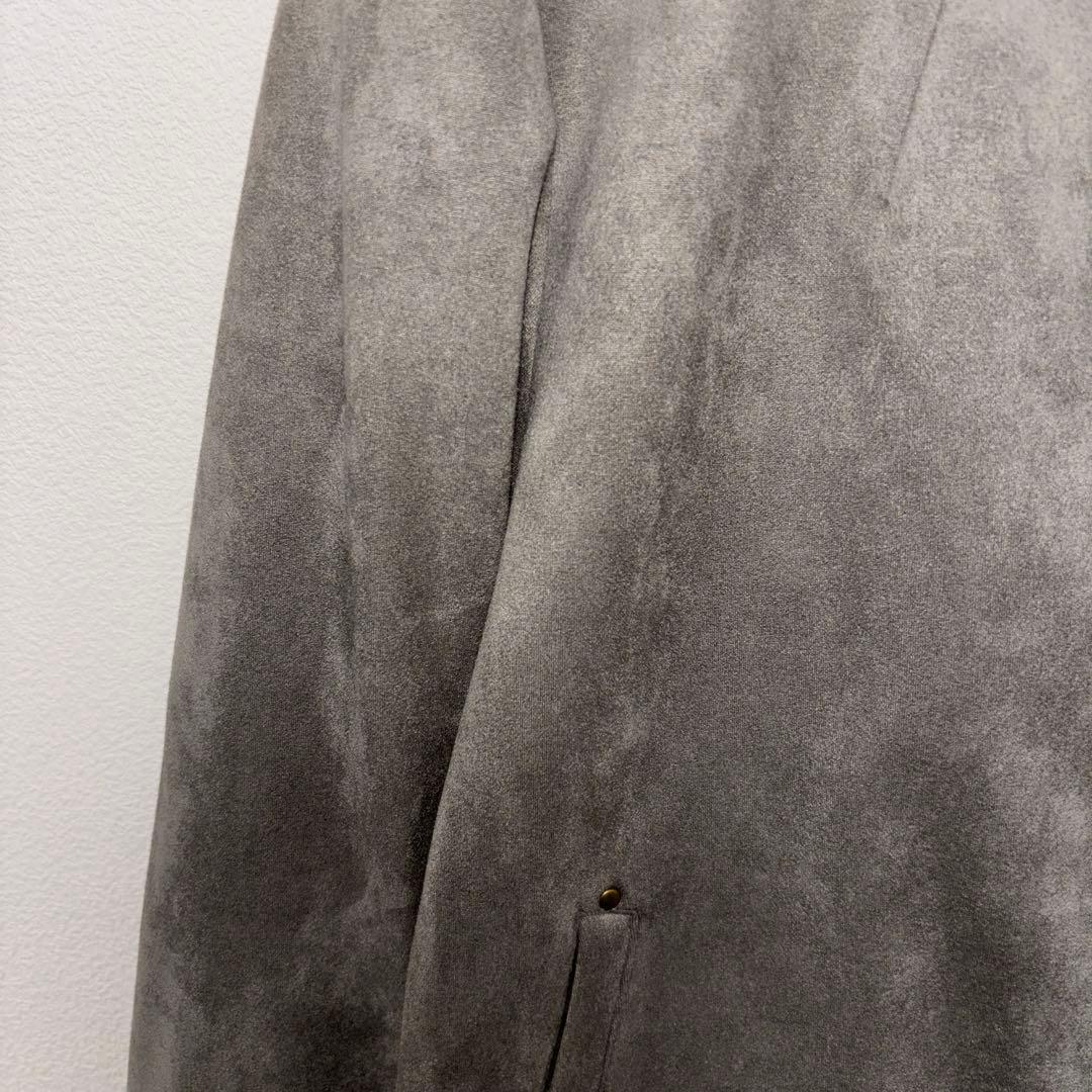 grove ノーカラージャケット M グレー スウェード調d686 5