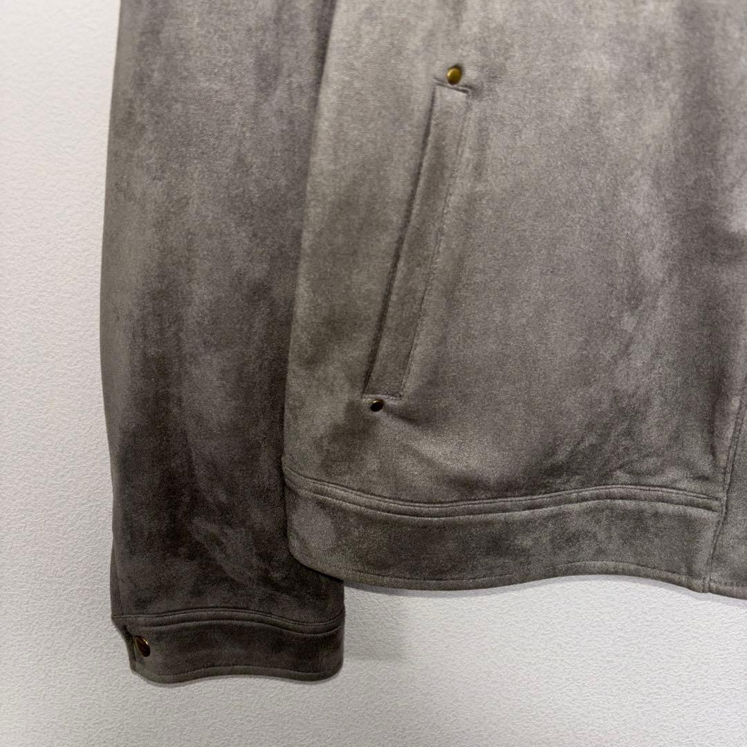 grove ノーカラージャケット M グレー スウェード調d686 6