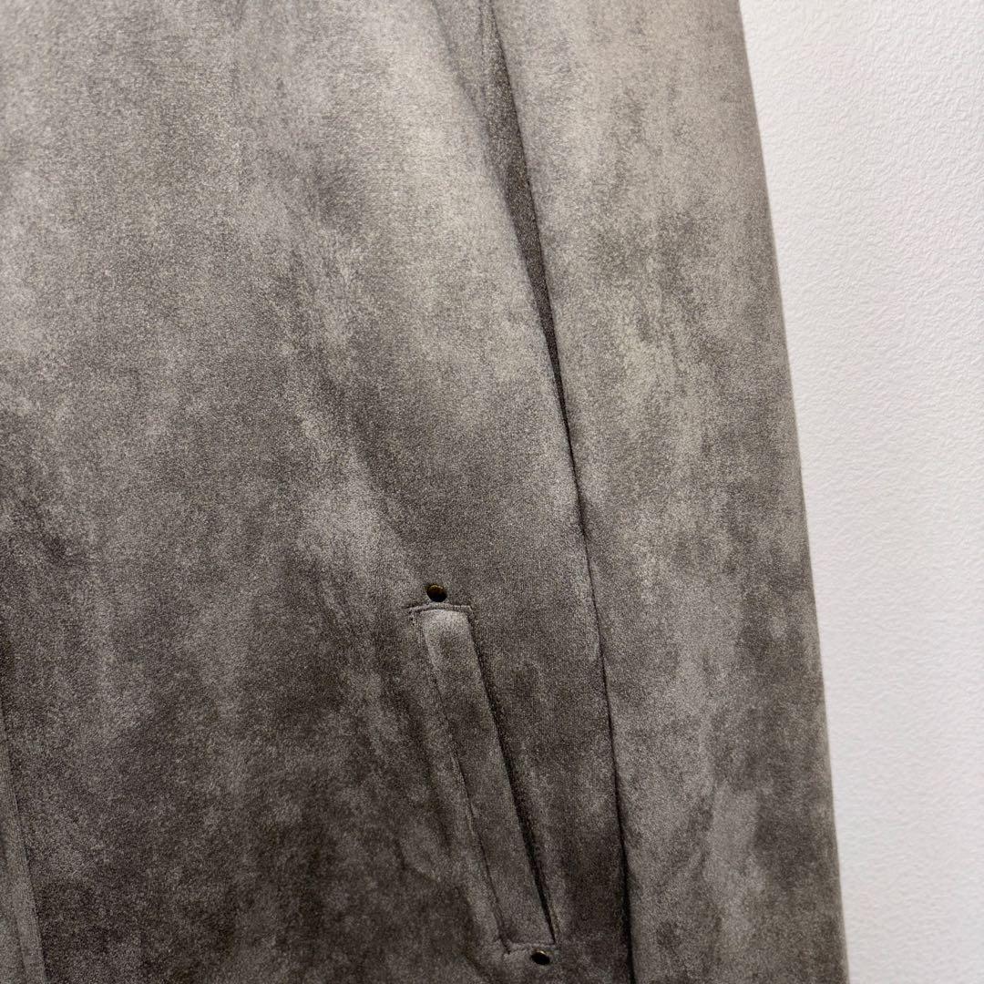 grove ノーカラージャケット M グレー スウェード調d686 8