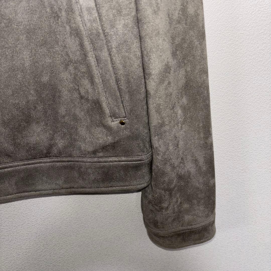 grove ノーカラージャケット M グレー スウェード調d686 9