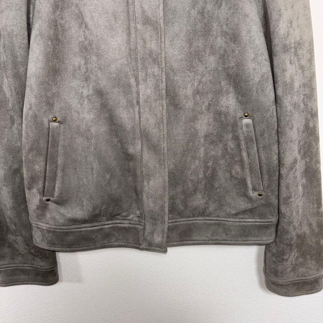 grove ノーカラージャケット M グレー スウェード調d686 10