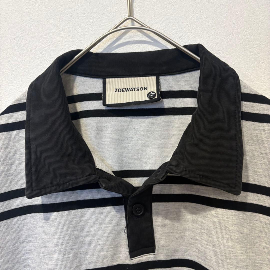 半袖ポロシャツ ボーダー グレー XL ビッグシルエット　メンズ　カジュアル 3