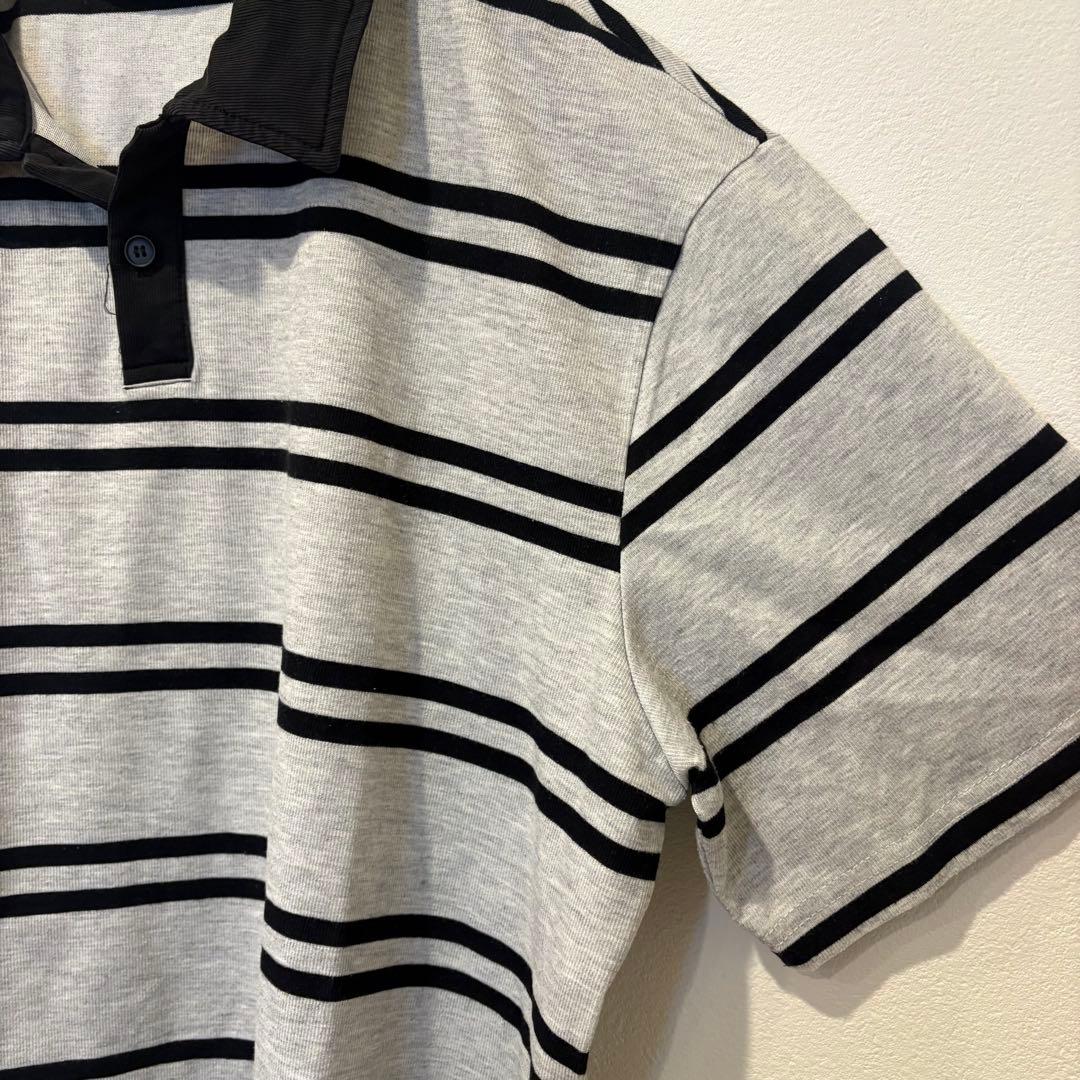 半袖ポロシャツ ボーダー グレー XL ビッグシルエット　メンズ　カジュアル 5