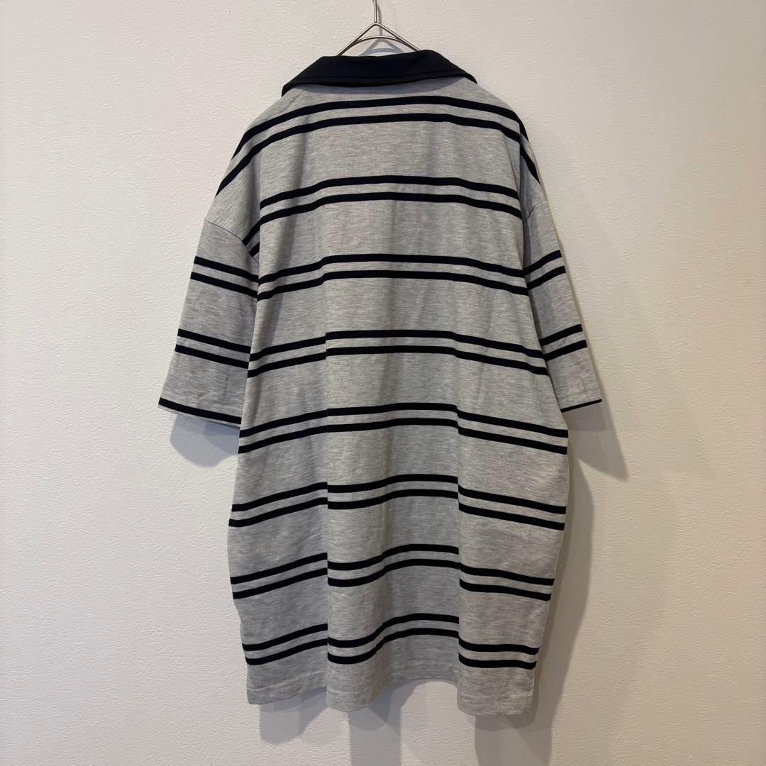 半袖ポロシャツ ボーダー グレー XL ビッグシルエット　メンズ　カジュアル 6