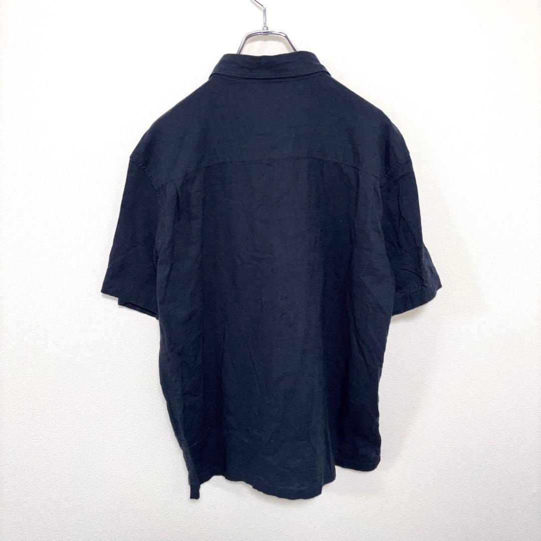 FIRST DOWN 半袖シャツ L ネイビーリネン混メンズd777 11