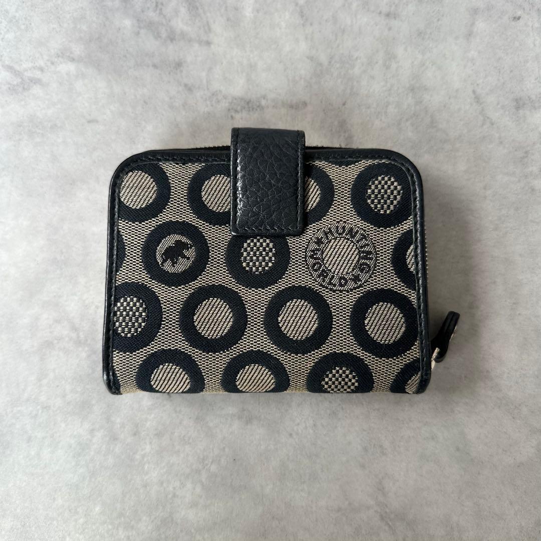 HUNTING WORLD サークル ロゴ 総柄 二つ折り財布　ラウンドジップ