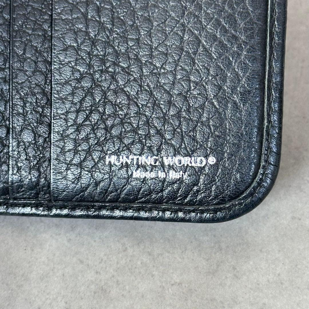 HUNTING WORLD サークル ロゴ 総柄 二つ折り財布　ラウンドジップ 15