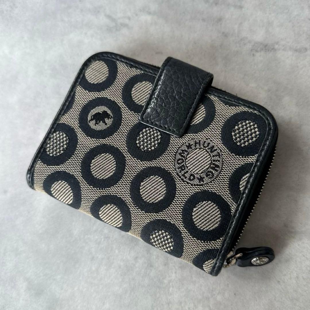 HUNTING WORLD サークル ロゴ 総柄 二つ折り財布　ラウンドジップ 3