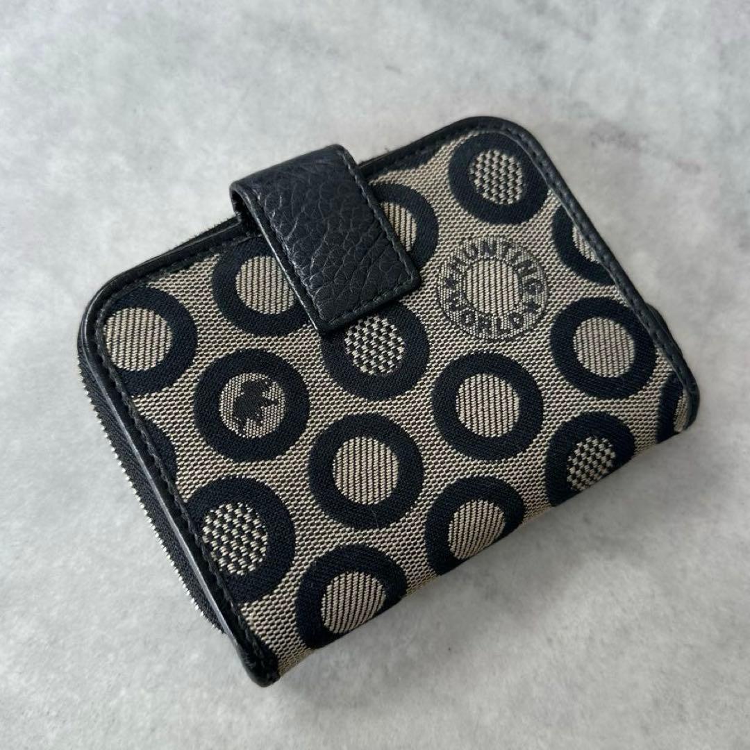 HUNTING WORLD サークル ロゴ 総柄 二つ折り財布　ラウンドジップ 4