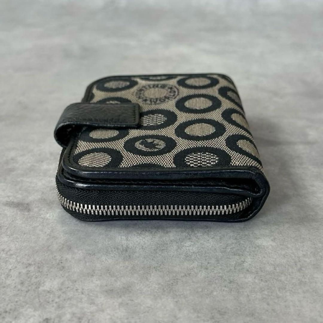 HUNTING WORLD サークル ロゴ 総柄 二つ折り財布　ラウンドジップ 8