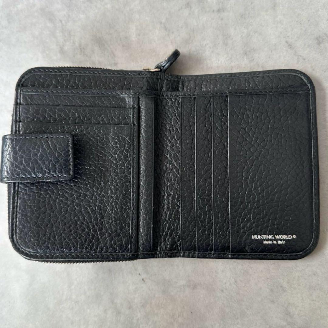 HUNTING WORLD サークル ロゴ 総柄 二つ折り財布　ラウンドジップ 9