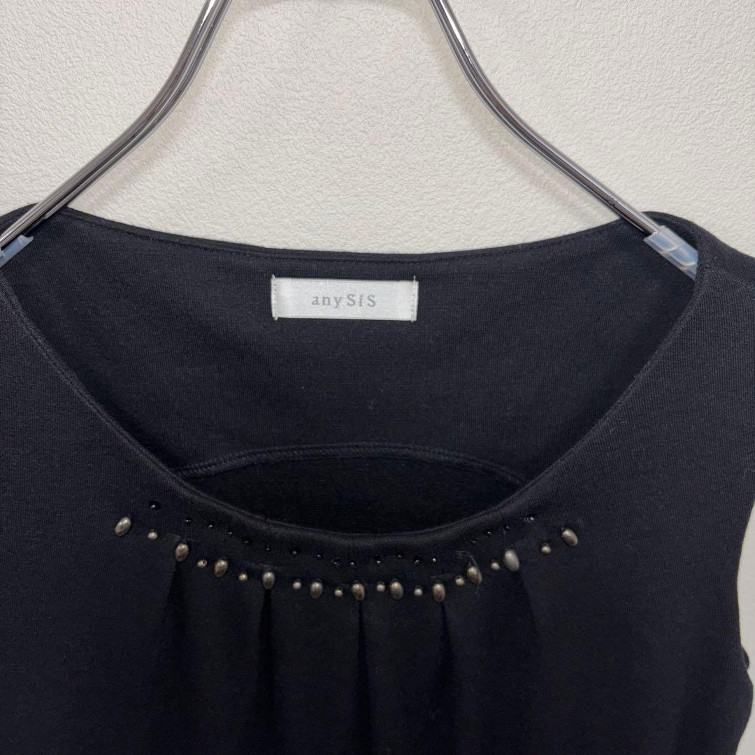 anySiS ノースリーブ ワンピース M ブラックドレス膝上 d668 3