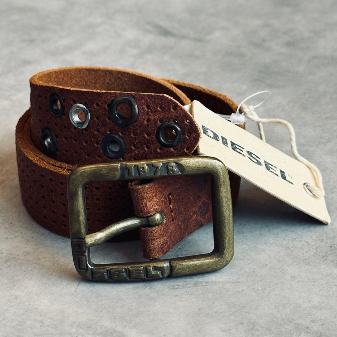 archive DIESEL スタッズ　パンチングメッシュ　レザーベルト 2