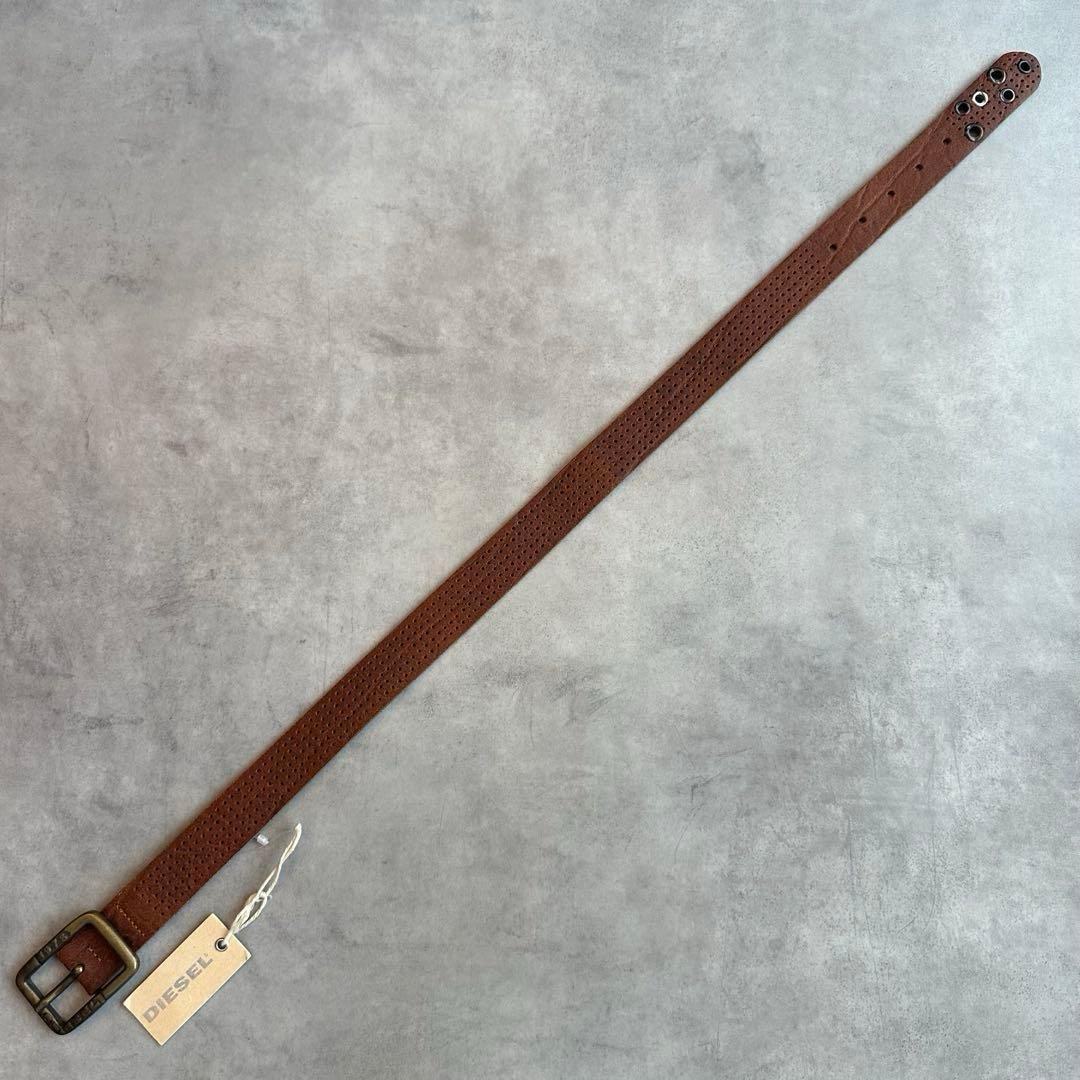 archive DIESEL スタッズ　パンチングメッシュ　レザーベルト 5
