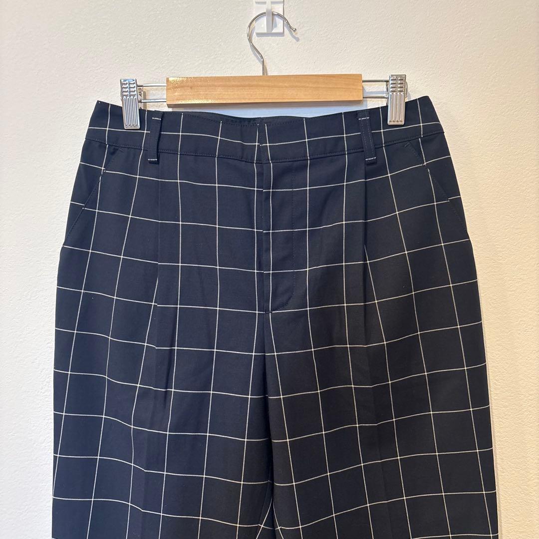 コムサモデルズ テーパードパンツ スラックス　チェック柄　ネイビー 紺色　9 M 2