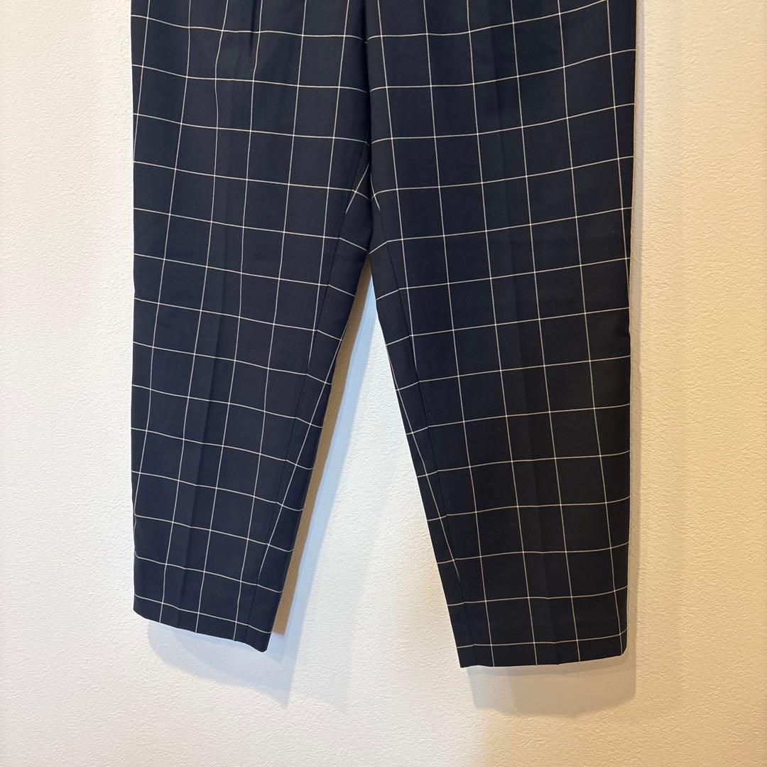 コムサモデルズ テーパードパンツ スラックス　チェック柄　ネイビー 紺色　9 M 3