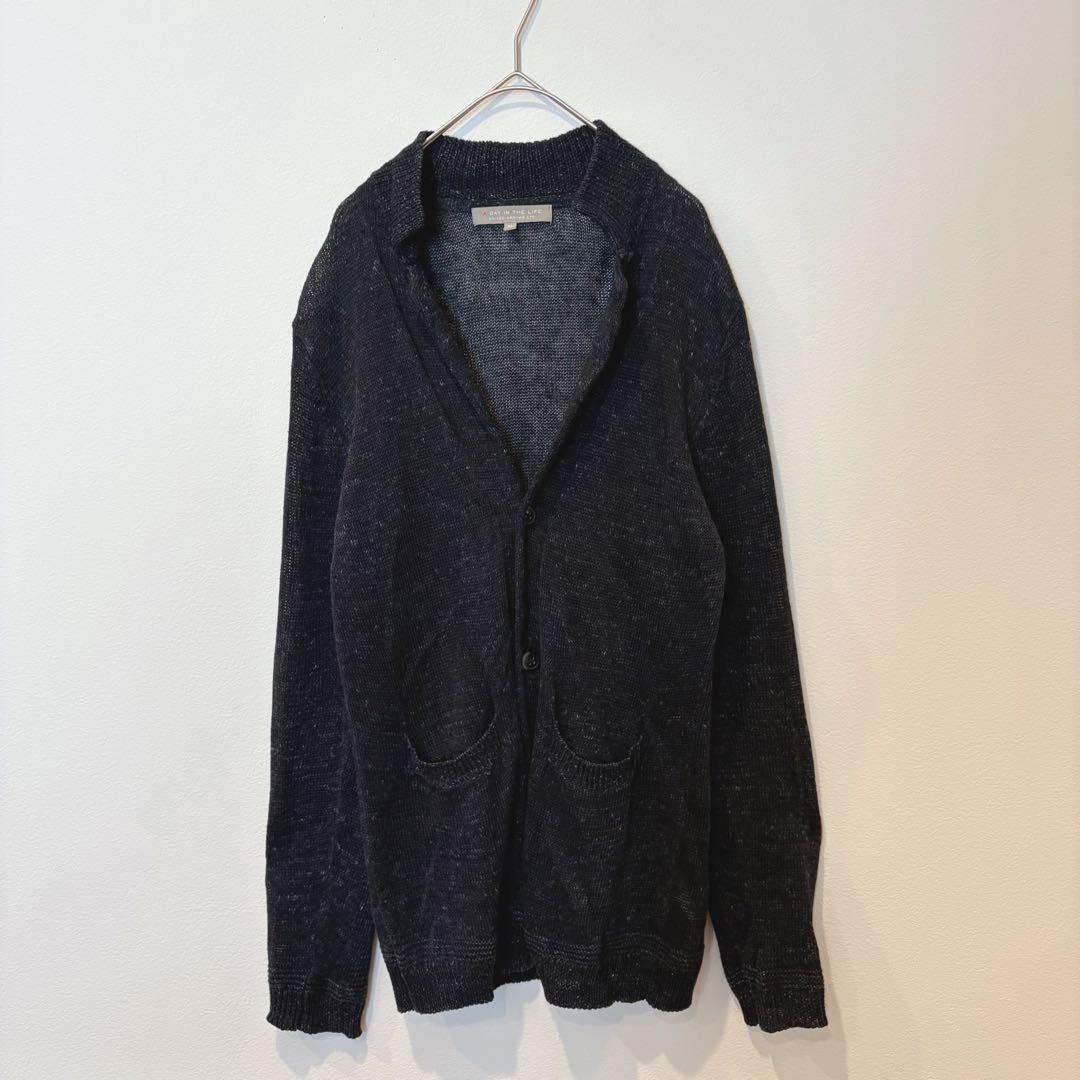 ユナイテッドアローズ カーディガン 麻 リネン 長袖 ダークグレー　M メンズ