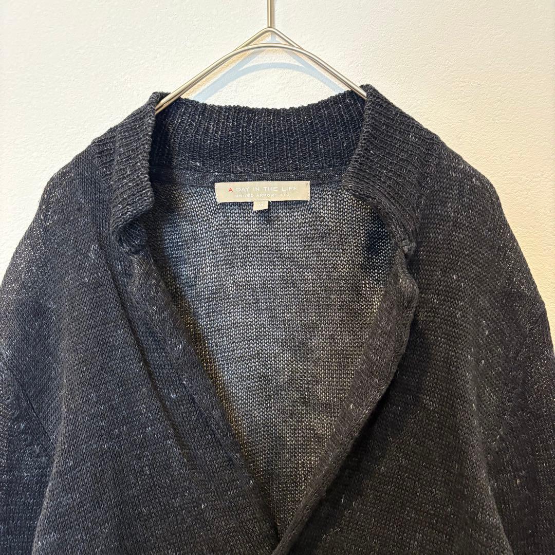 ユナイテッドアローズ カーディガン 麻 リネン 長袖 ダークグレー　M メンズ 2