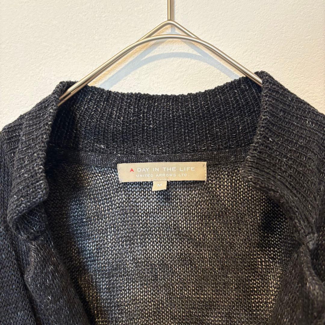 ユナイテッドアローズ カーディガン 麻 リネン 長袖 ダークグレー　M メンズ 3