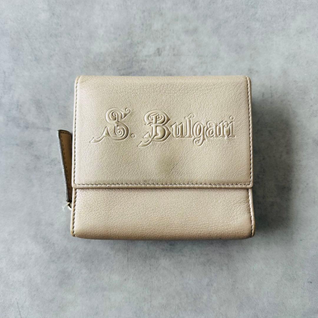 BVLGARI コレツィオーネ エンボスロゴ 二つ折り財布 コンパクトウォレット