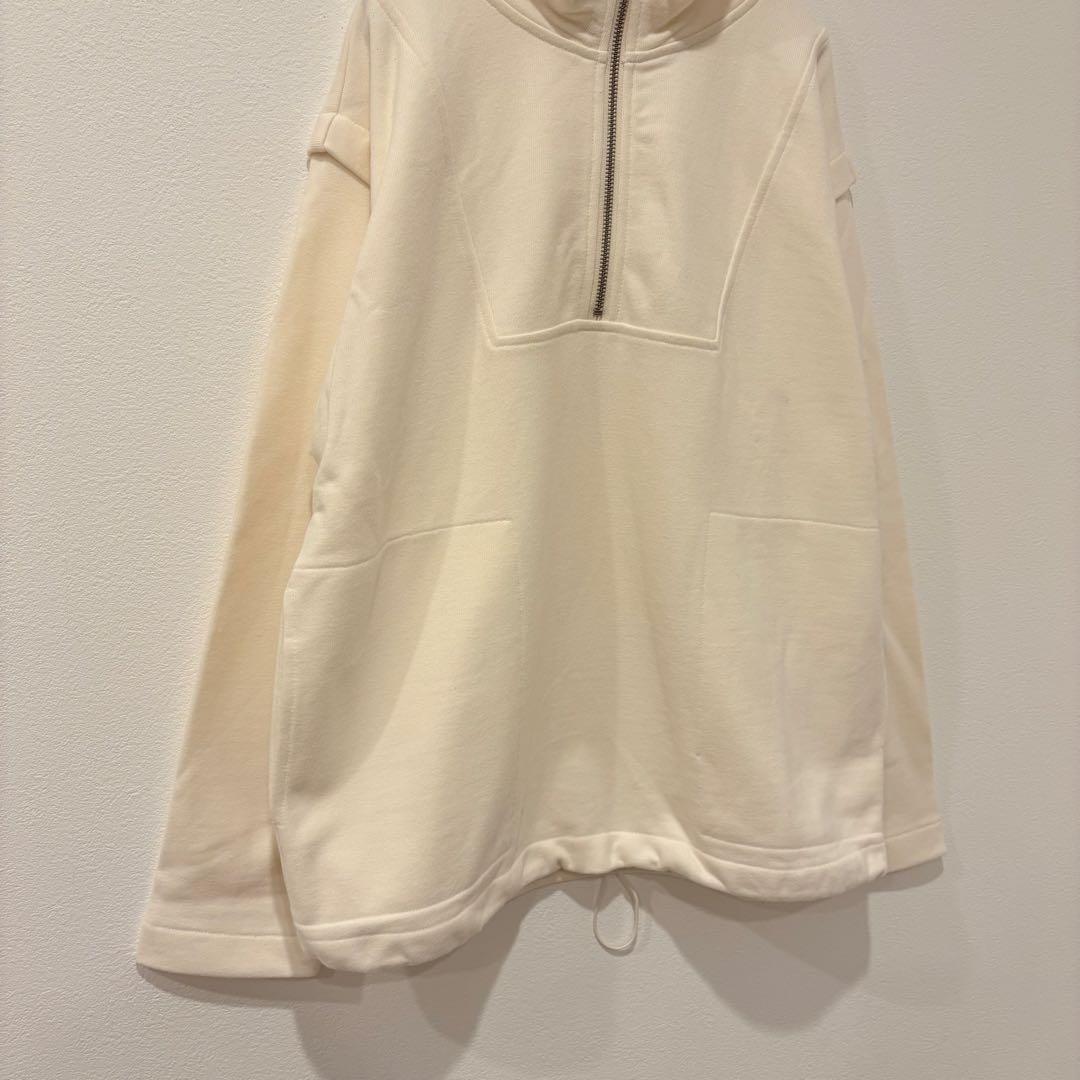 ハーフジップ スウェット 長袖　アイボリー 白　ホワイト　韓国　ハイネック 3