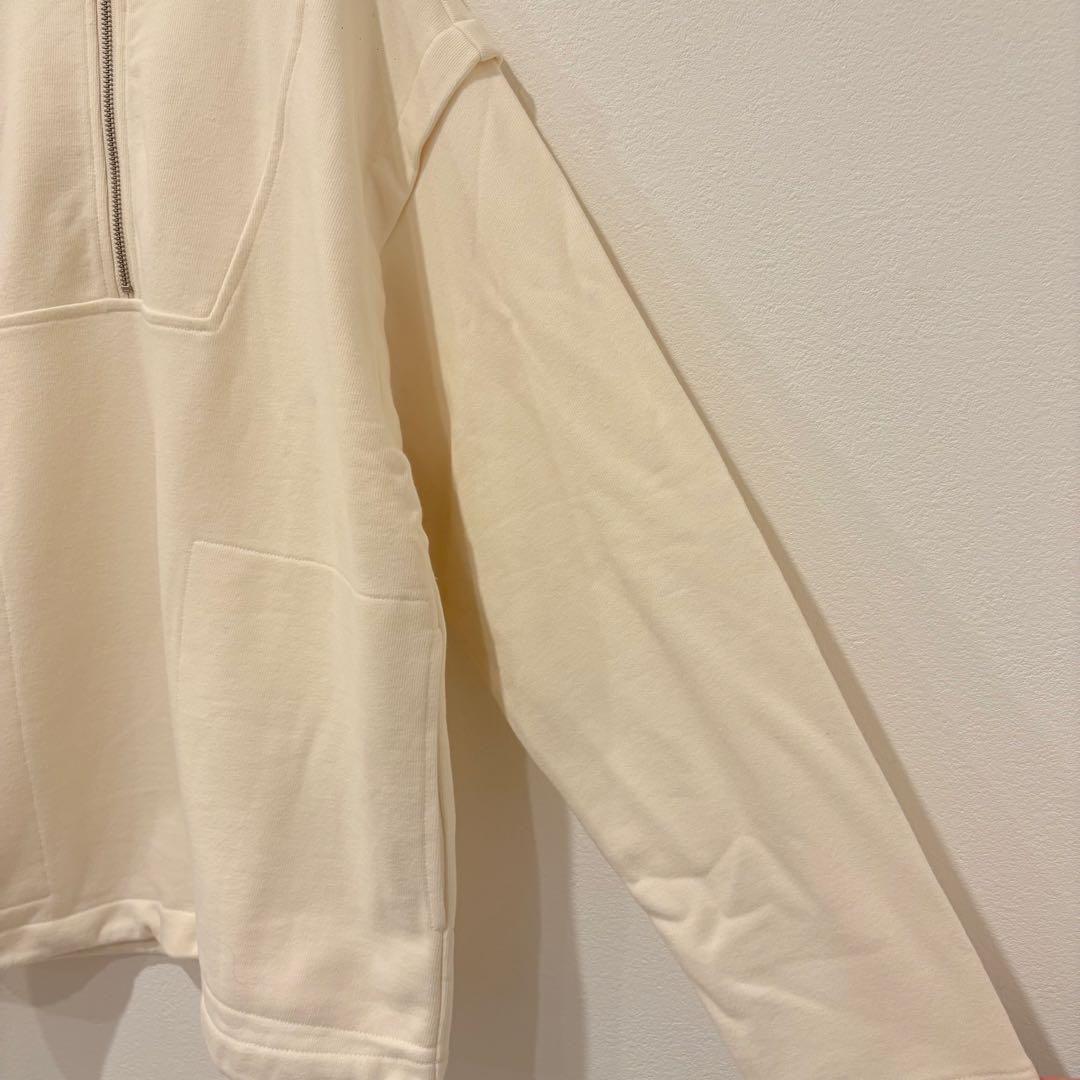 ハーフジップ スウェット 長袖　アイボリー 白　ホワイト　韓国　ハイネック 4