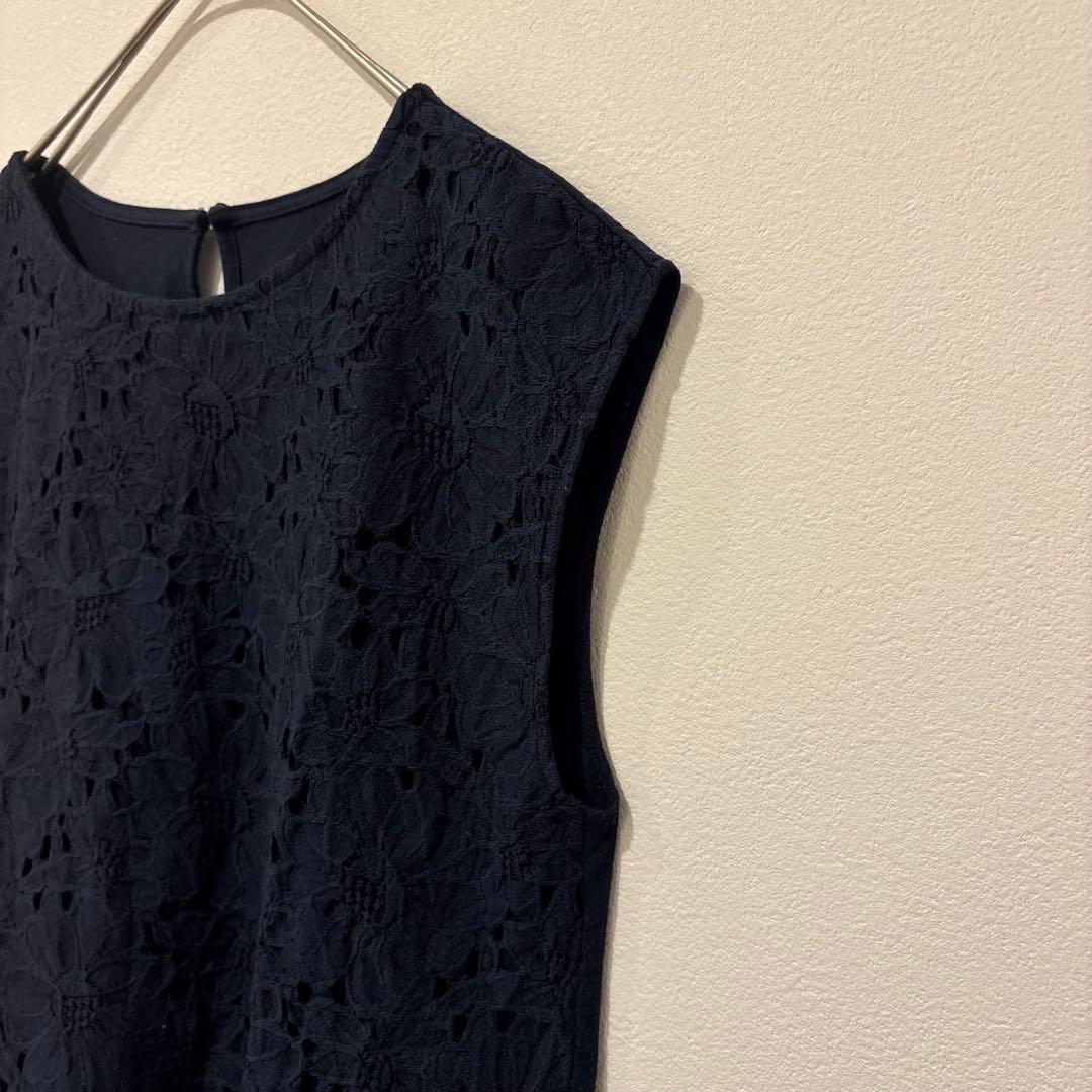 .イマージュ IMAGE レース ノースリーブ トップス 紺 ネイビー　9号 4