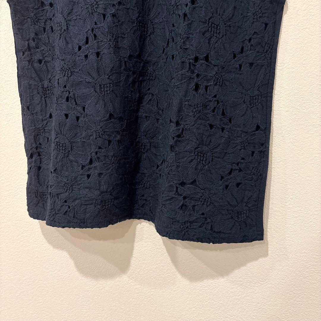 .イマージュ IMAGE レース ノースリーブ トップス 紺 ネイビー　9号 5